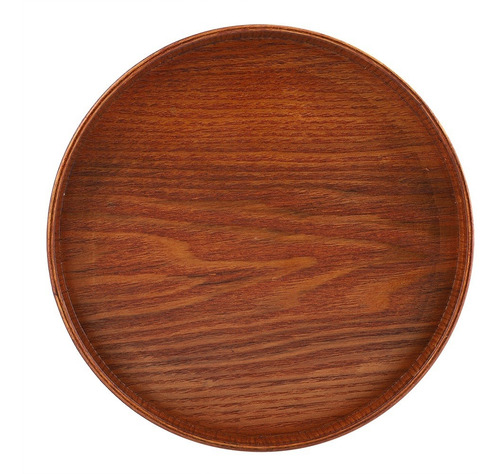 Imagen 1 de 6 de Bandeja Redonda De Madera Natural Para Servir, Plato De Made