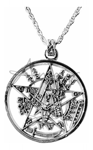 Dije Tetragramatron 3cm Plata925, Baño Rodio, Cadena 60cm