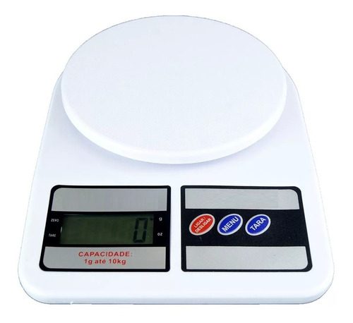 Báscula de cocina digital de alta precisión para alimentos de hasta 10 kg, color dorado y blanco, capacidad máxima de 10 kg