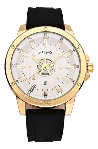 Reloj Zoea Ez8103-j Hombre Cuarzo Silicona Dorado 30m Buceo