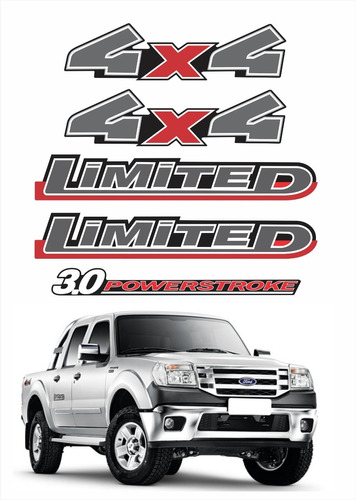 Kit Adesivo Emblema Ranger 3.0 Limited 4x4 2010 