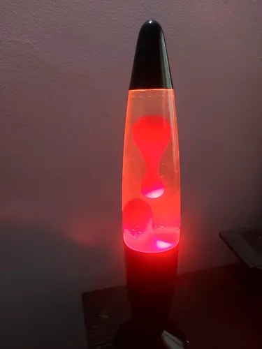 Lámpara/lámpara - Lámpara De Lava - Negro Con Liquido Rosa (Usado)