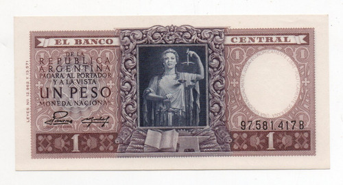 Billete Argentina 1 Peso Moneda Nacional Bottero 1912 Sc-