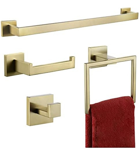 Toallero Dorado De 4 Piezas, Accesorios De Baño, Soporte Par