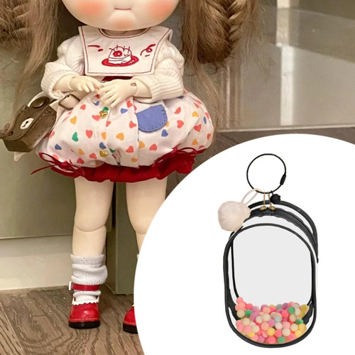 Estojo Para Figuras Minúsculas, Mini Bolsa Preto Com Bola