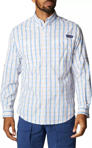 Camisa Super Tamiami Columbia Manga Larga Pfg Cuadros 40 Uv