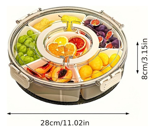 Bandeja Snacks Giratoria Con Múltiples Compartimentos Y Tapa