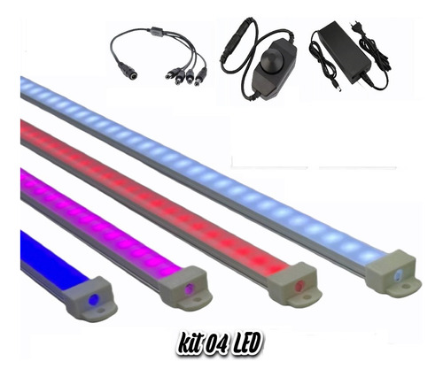 Kit 04 Iluminação 150cm P/ Aquário Plantado Fonte + Dimmer