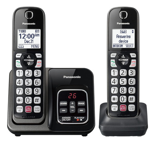 Teléfono Panasonic Inalámbrica 2 Bases  Kx-tgd832m (negro)