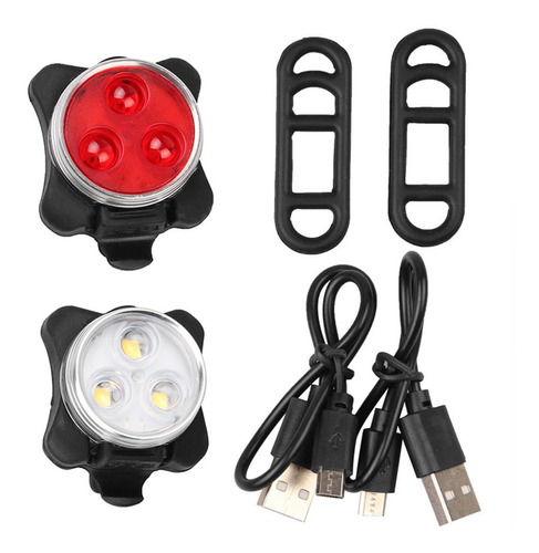 Luces Para Bicicleta Led Usb Delantera+trasera Impermeables Color Rojo/blanco