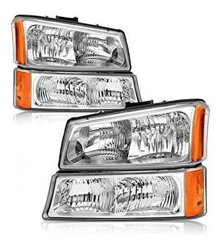 Faros Delanteros Para Chevy Silverado 03-06, Cromados