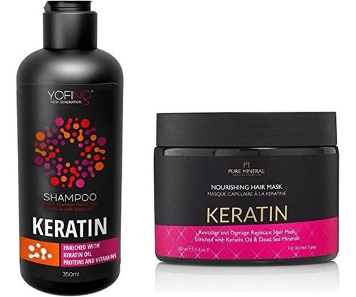 Keratin Shampoo &amp; Keratin Mascarilla Para El Cabello Si.