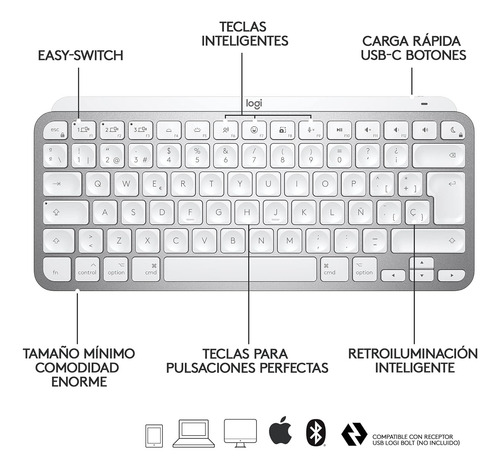 Logitech Mx Keys Mini Para Mac Teclado Inalámbrico