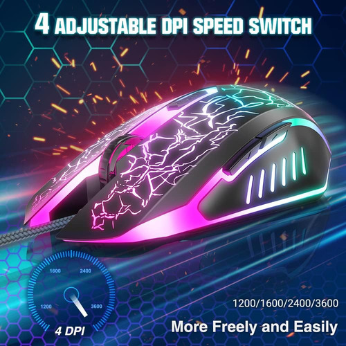 Ratón Para Juegos Con Cable, Ergonómico Para Computadora Por