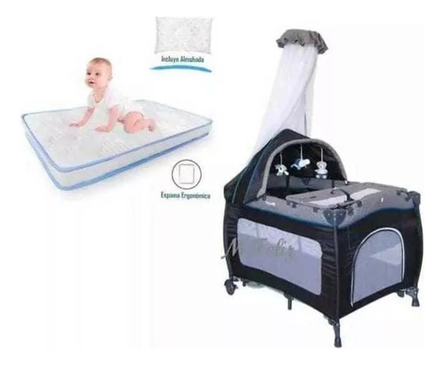 Cuna Corral Mecedora Para Bebe Ebaby Y Colchon