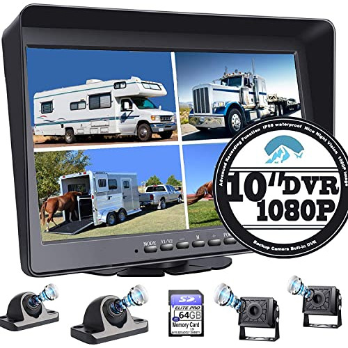 Rv Backup Camera 10.1' 1080p Monitor & Builtin Dvr For ...