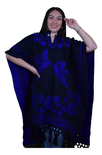 Maxi Poncho Artesanal Unisex Tejido De Punto