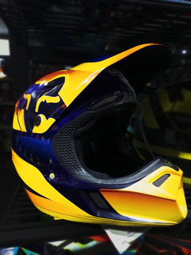 Casco Fox V3 Azul/amarillo