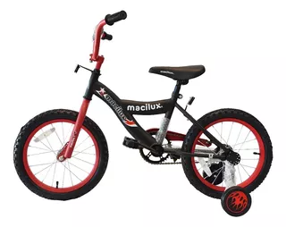 Macilux Bicicleta Rodada 16 Para Niños Con Llantas Entrenadoras Color Rojo Tamaño Del Cuadro S