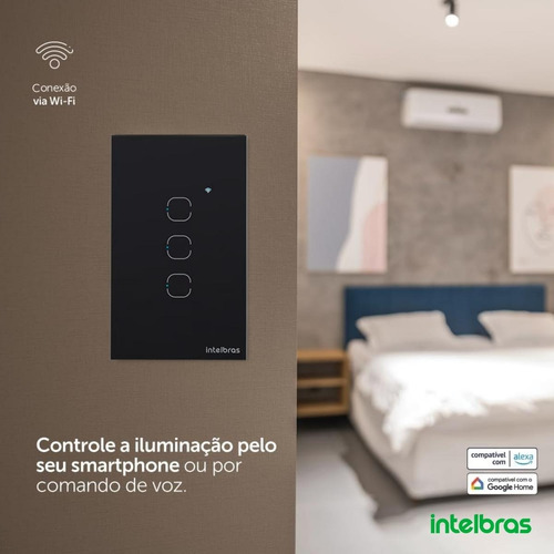 Interruptor Smart Wi-fi Touch 3 Ews1003 Pt Intelbras(sc)(pp)