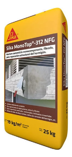 Mortero Fibrado Anticorrosivo Sika Monotop 312 Nfg 25 Kg