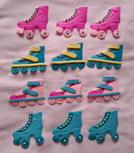 Adorno De Torta Patines Rollers - Mi Sorpresarte X6 Cian Patín Artístico Rollers Patín Sobre Hielo