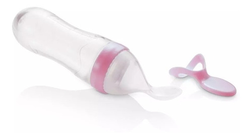 Mamadeira Colher Bebê Papinha Silicone Dosadora Rosa Multiki