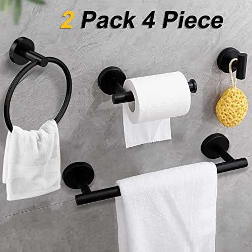 Juego De 8 Piezas De Accesorios De Baño Negro Mate, Toalla D
