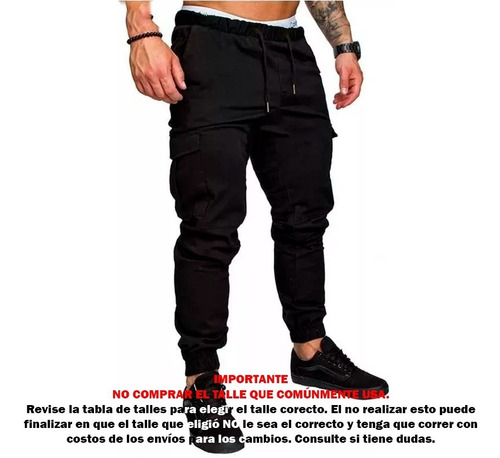 Imagen 2 de 5 de Pantalones Cargo Hombre Gabardina Bolsillos Jogger Jogging