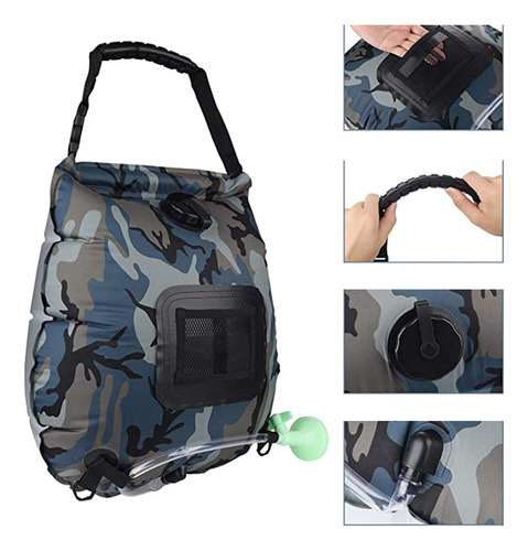 Bolsa De Ducha Solar Portátil De 5 Galones Con Ajustable