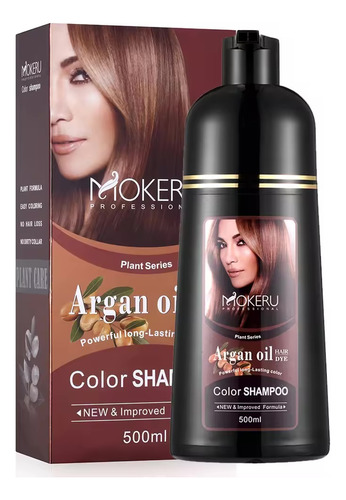Shampoo Tinte Mokeru Aceite De Argán Castaño Y Marron Claro