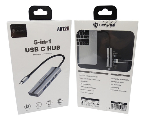 Hub Usb C 5 En 1 Para Hdmi + 2 Usb2.0 + Usb3.0 + Usb C Pd