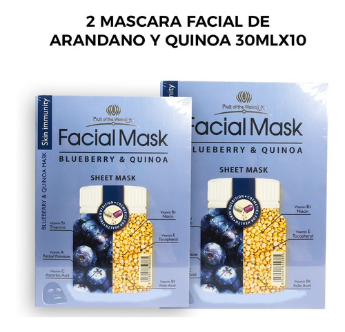 2 Mascara Facial De Arandano Y Quinoa 30mlx10 Piezas.