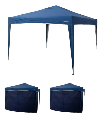 Gazebo Tenda Nautika Trixx Sanfonada 3mx3m Azul + 2 Paredes