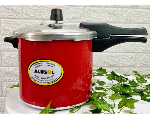Panela De Pressão Fech Ext Alusol 7 Litros S Teflon Vermelho