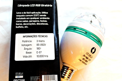 Imagem 8 de 8 de Kit 2 Lâmpadas Led Giratória Rgb Colorido Festa Em Oferta