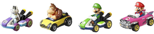 Pacote Com 4 Veículos Hot Wheels Mario Kart, Conjunto De 4 M