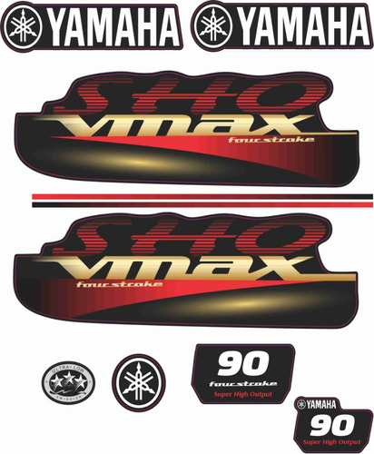 Yamaha Vmax 90 Hp Motor De Popa Decalques Adesivo