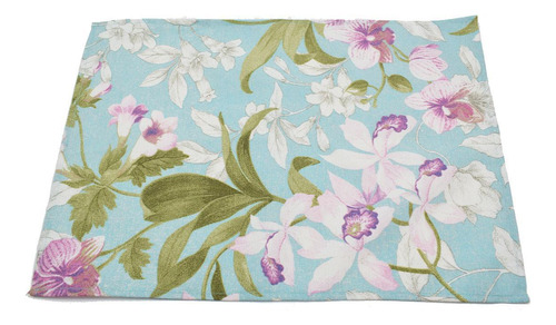 Jogo Americano De Tecido Gorgurão 45x32cm Floral Verde Água