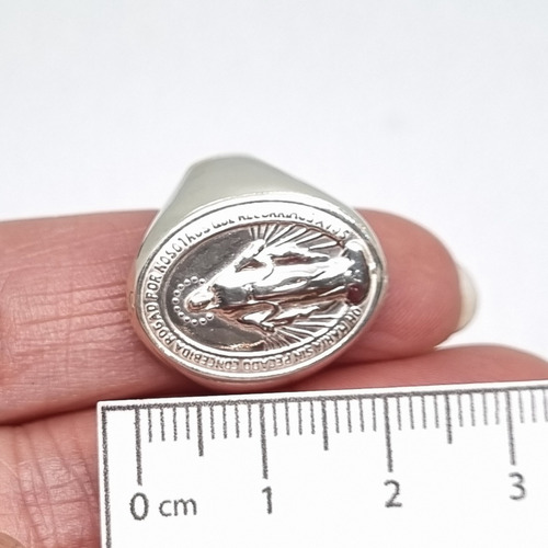 Imagen 5 de 8 de Anillo Plata Medalla Milagrosa Ovalado Tipo Sello