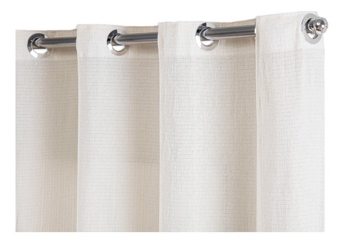 Cortina Linho Rustico Xadrez Para Janela Porta 4,00 X 2,60m Cor Palha/Branco