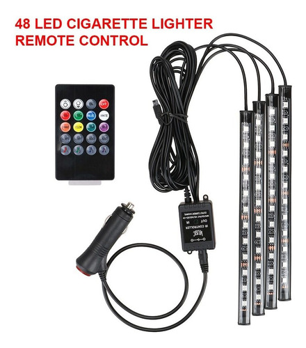 Luz Interior Teledirigida Rb Led 4 Tiras Para Autos 12v