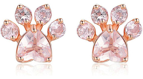 Dainty Paw Post Stud Earring - 18k Rose Gold Fiii Cubic Zirc