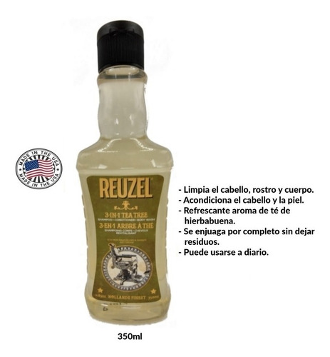 Reuzel 3en1 Shampoo Acondicionador Y Jabón De Cuerpo Barbero