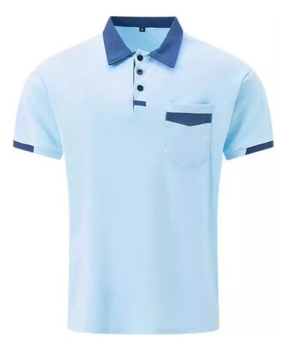 Camisa Polo Deportiva Con Bolsillo Y Bloques De Color