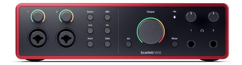 Interface de áudio Focusrite Scarlett 16i16 de 4ª geração, cor vermelha