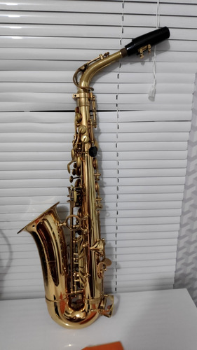 Saxofone Mib Alto Vince Dourado Completo Revisado