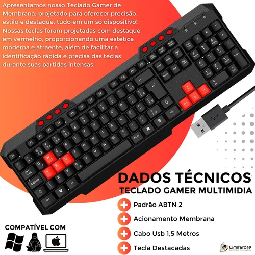 COMBO GAMER MYMAX TECLADO + MOUSE 3200DPI + HEADSET +