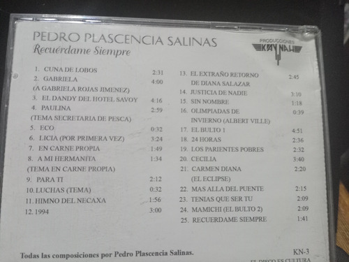 Cd Pedro Plascencia Salinas Recuérdame Siempre Cuna De Lobos (Usado)