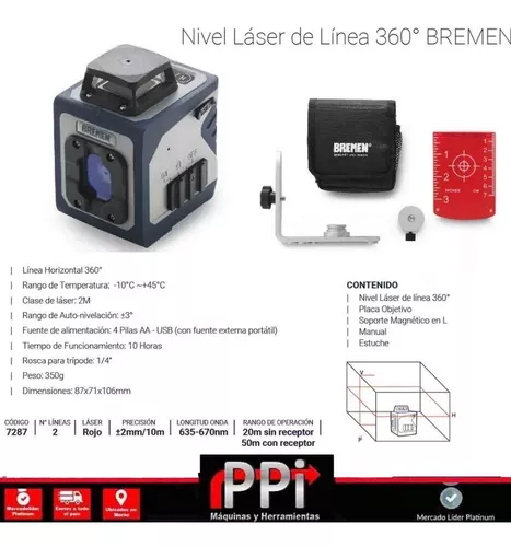 Nivel Laser Autonivelante Bremen 360 Grados - 2 Lineas 7287